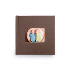 Diseña tu Foto-libro de tapa dura de lino marrón de 20.32 cm x 20.32 cm