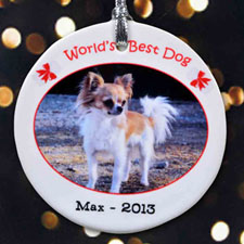 World's Best Dog Personalized Photo Porcelain Ornament