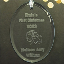 Personalized Laser Etched Baby's 1St Christmas Glass Ornament
