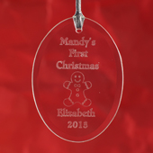 Personalized Laser Etched First Christmas Glass Ornament