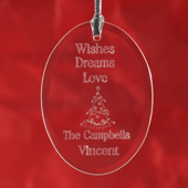 Personalized Laser Etched Wishes Dreams Love Glass Ornament