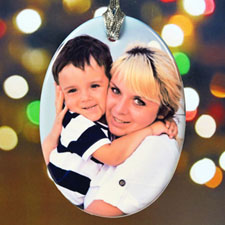 Personalized Christmas Photo Wishes Porcelain Ornaments