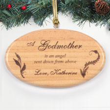 Personalized Engraved Angel From Above Wood Ornament
