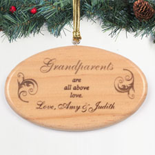 Personalized Engraved All Above Love Wood Ornament
