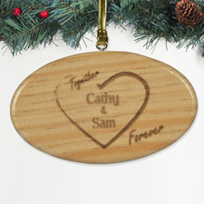 Personalized Engraved Together Forever Wood Ornament