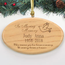 Personalized Engraved In Memory Of Wood Ornament
