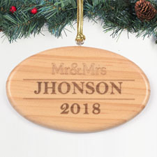 Personalized Engraved Mr And Mrs Wood Ornament