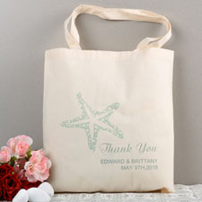  Bolsa de algodón personalizada para bodas estrella de mar en la playa