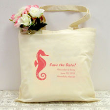 Bolsa de algodón personalizada para el día de la boda del caballito de mar