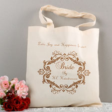 Swirly Script Bridesmaid personalizados Gift Personales Presupuesto de boda bolsa de lona de algodón para los diseñadores, regalos promocionales, boda tote