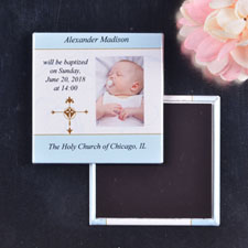 Baby Boy Baptism Photography Magnets Square Photo Magnet