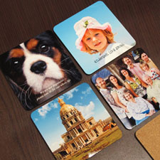 Portavasos de corcho personalizado con fotografía (Juego de 4)