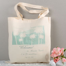 Bolsa de algodón color aqua para bodas Destino Boda con palmeras