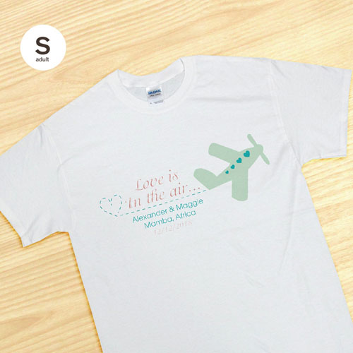 Avión de boda personalizado, camiseta pequeña de adulto