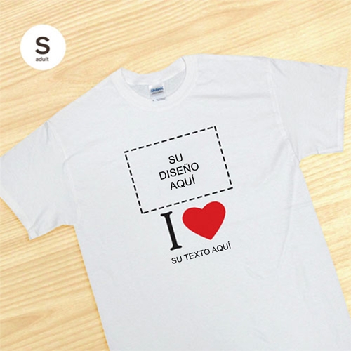 Camiseta personalizada I Love Photo blanco tamaño para aultos pequeños 