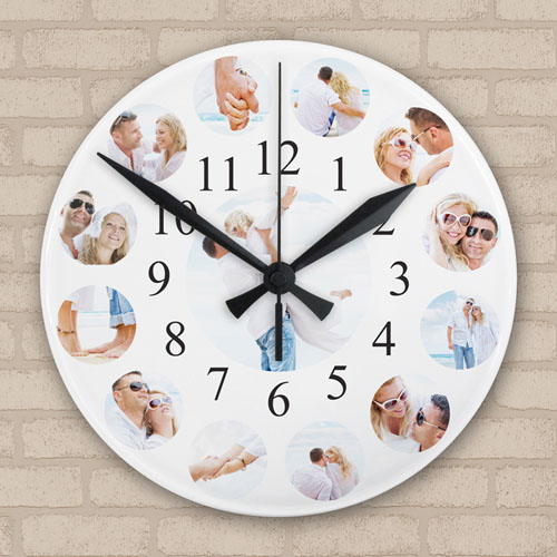 Reloj de acrílico personalizado con collage de fotografías familiares
