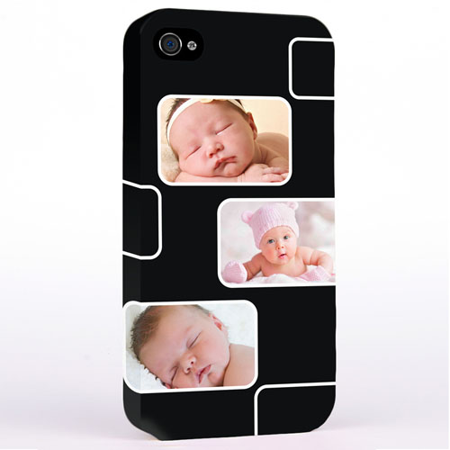 Personalized Black 3 Collage iPhone 4 Hard Case Cover