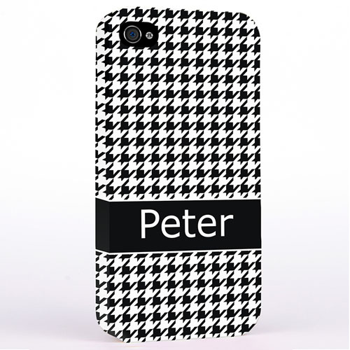 Personalized Black Hounds Tooth Monogrammedmed Hard Case Cover