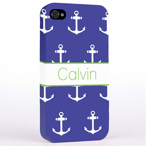 Personalized Navy And White Cute Anchors Hard Case Cover