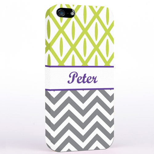 Personalized Grey Chevron Lime Ikat iPhone Case