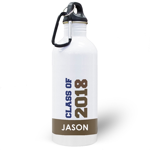 Botella de agua personalizada con foto de chocolate de la clase 2020
