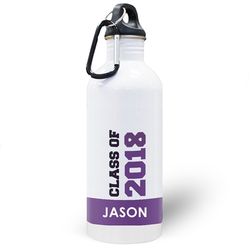 Botella de agua de color púrpura personalizada con la clase de 2020 