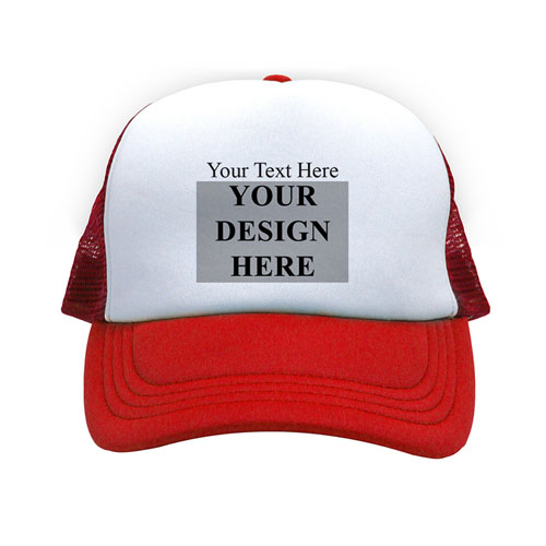 Gorra personalizada con fotografía horizontal y texto, rojo
