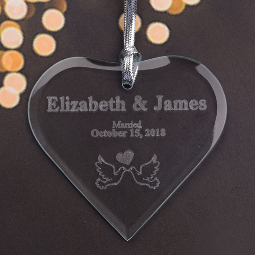 Personalized Engraved Married Love Heart Shaped Ornament