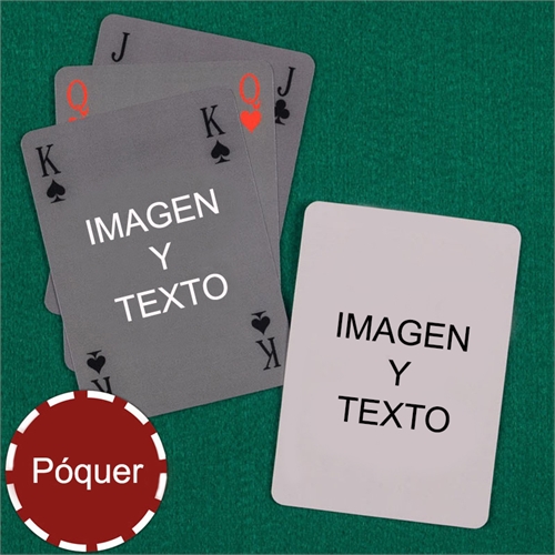 Naipes tipo póker simple, estilo Bridge personalizados de los 2 lados 
