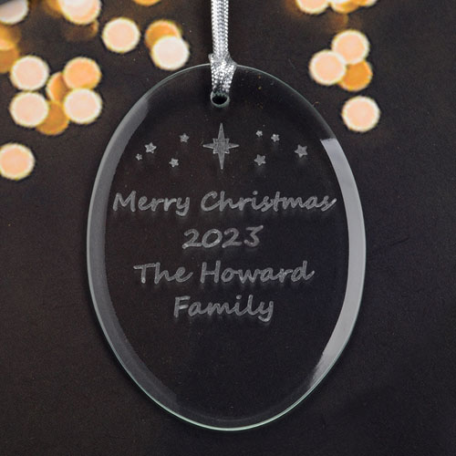 Personalized Laser Etched Star Glass Ornament