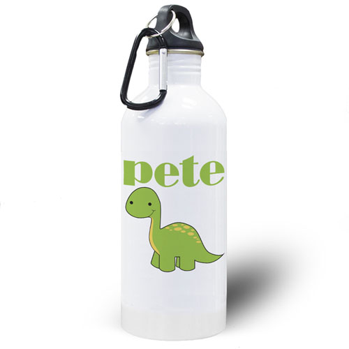 Botella de agua personalizada con foto de un dinosaurio