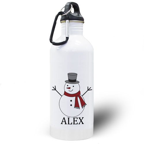 Botella de agua personalizada con foto del muñeco de nieve