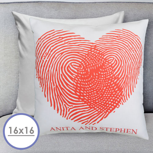 Funda de almohada personalizada de Heart Fingerprint 40.64 cm x 40.64 cm (sin inserto) 