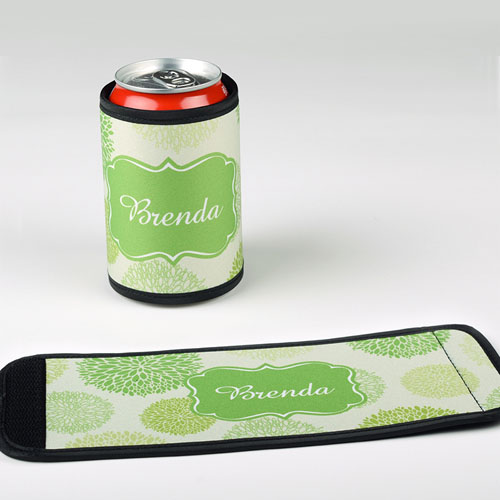 Floral verde Envoltura personalizada de lata o botella   
