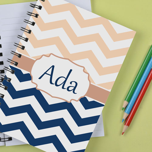 Personalized Navy Pink Chevron Notebook
