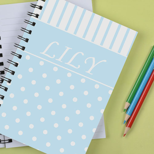 Personalized Sky Dot Stripe Notebook