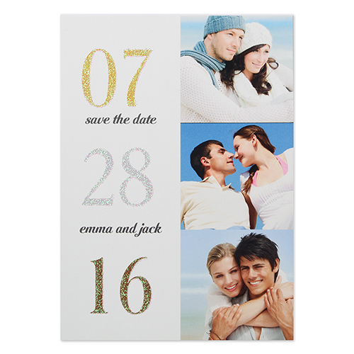 Tarjeta personalizada de anuncio de matrimonio con collage de 2 fotografías