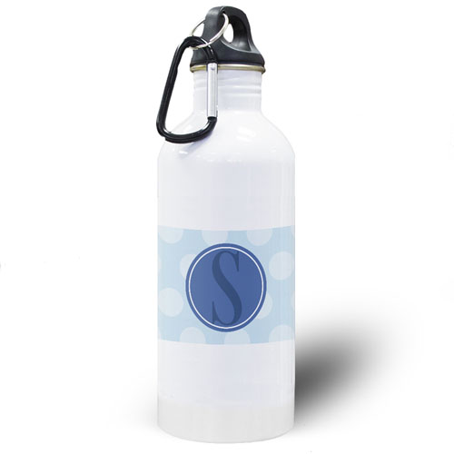 Botella de agua personalizada de lunares azules 