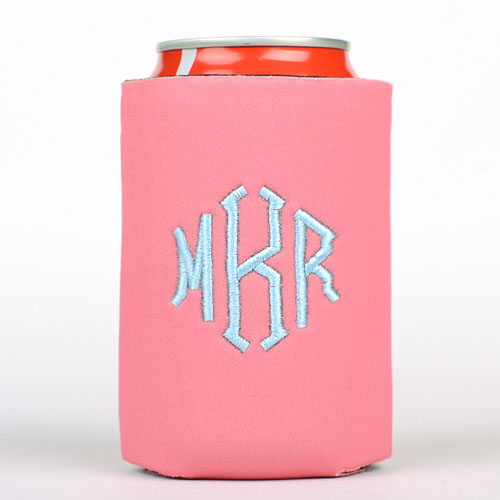 Monograma rosa personalizado bordado  enfriador de lata 