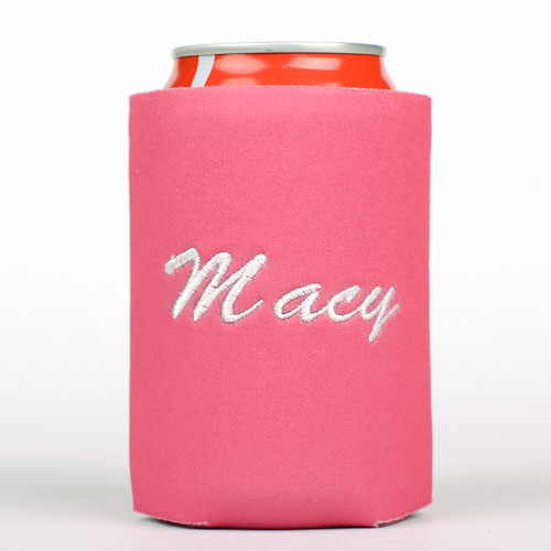 Monograma rosa caliente personalizado Bordado enfriador de latas 