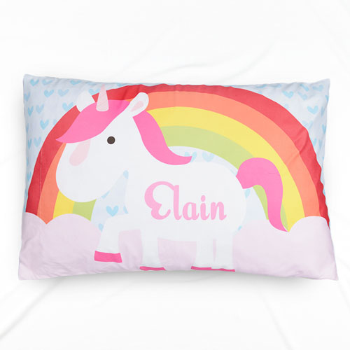 Funda de almohada con nombre personalizado de Unicornio