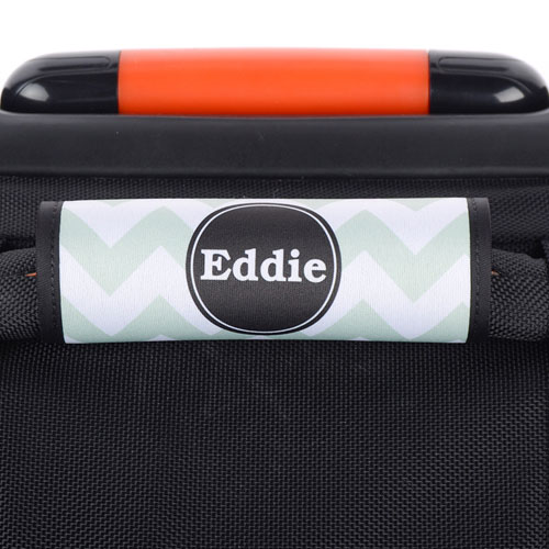 Envoltura de asas del equipaje personalizada de color aqua con chevron negro