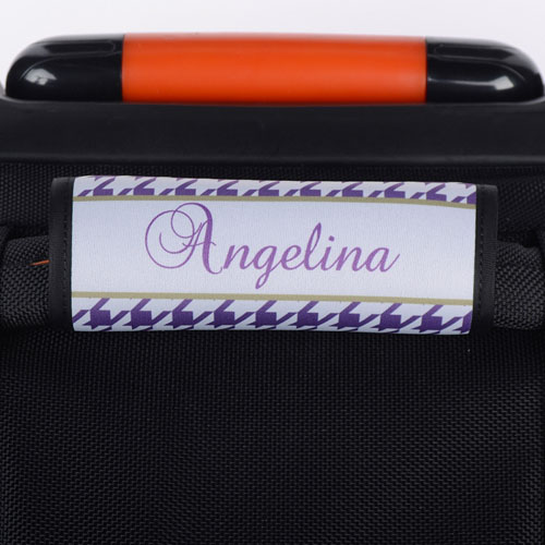 Envoltura de equipaje personalizada de patrón de pata de gallo morado
