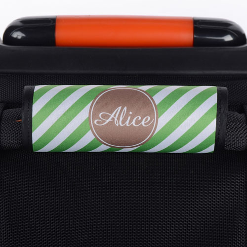 Envoltura de asas de equipaje personalizada con raya verde