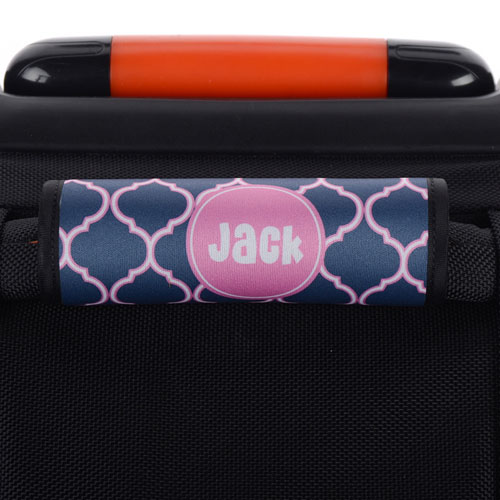 Envoltura de asas de equipaje personalizada de quatrefoil de color rosa marino.