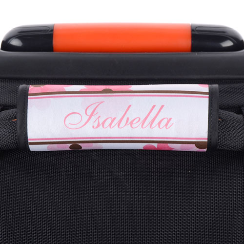 Envoltura de asa de equipaje personalizada con floral rosa 
