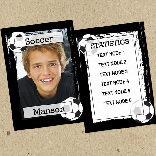 Juego de 12 tarjetas de intercambio de fotos con marco negro de fútbol personalizados