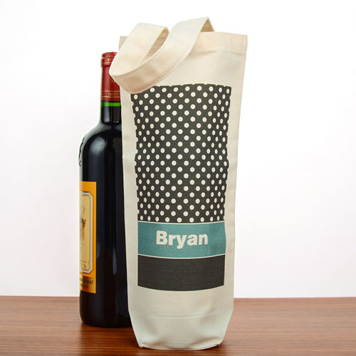 Bolsa de vino de algodón personalizada con lunares