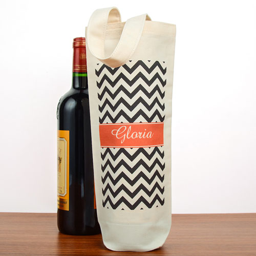 Bolsa de vino de algodón personalizada con símbolos negros