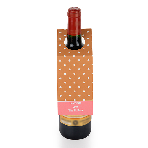 Etiqueta de vino personalizada de lunares marrones, juego de 6